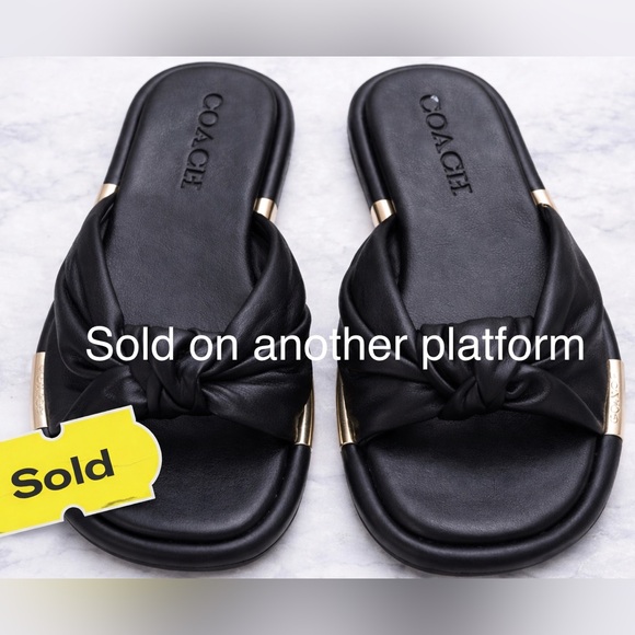 Coach Shoes - Coach Black Slide Sandals with Gold Accent